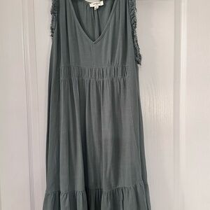 Umgee Green Tiered Ruffled Sundress Midi